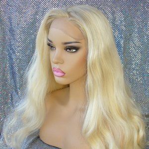 Lace front platinum  blonde synthetic heat ok wig